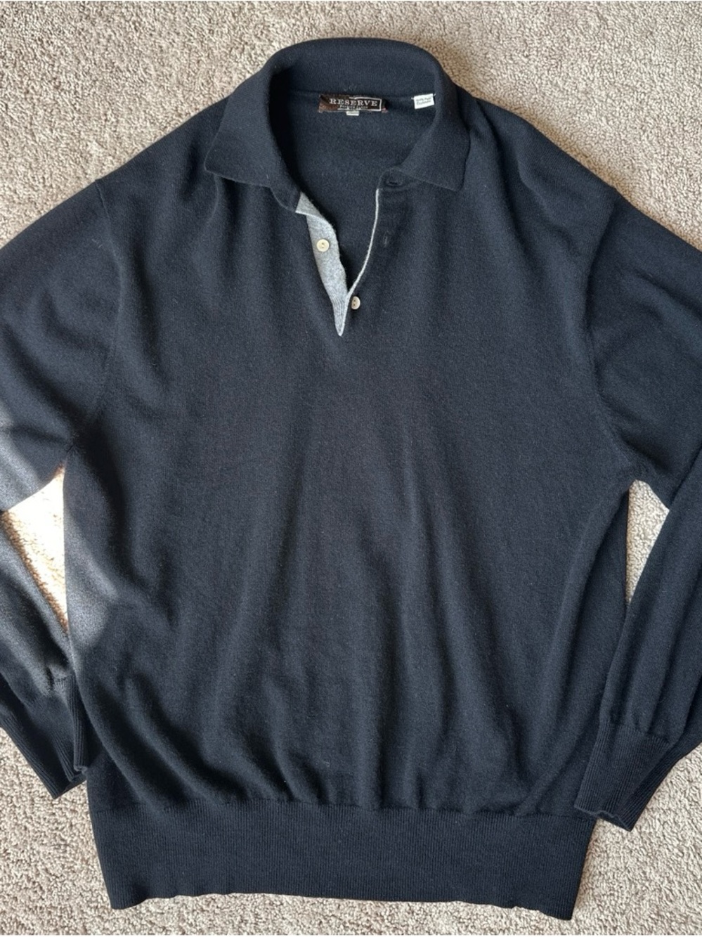 Reserve Patrick James Men's V-Neck Polo Sweater in Navy size Large.